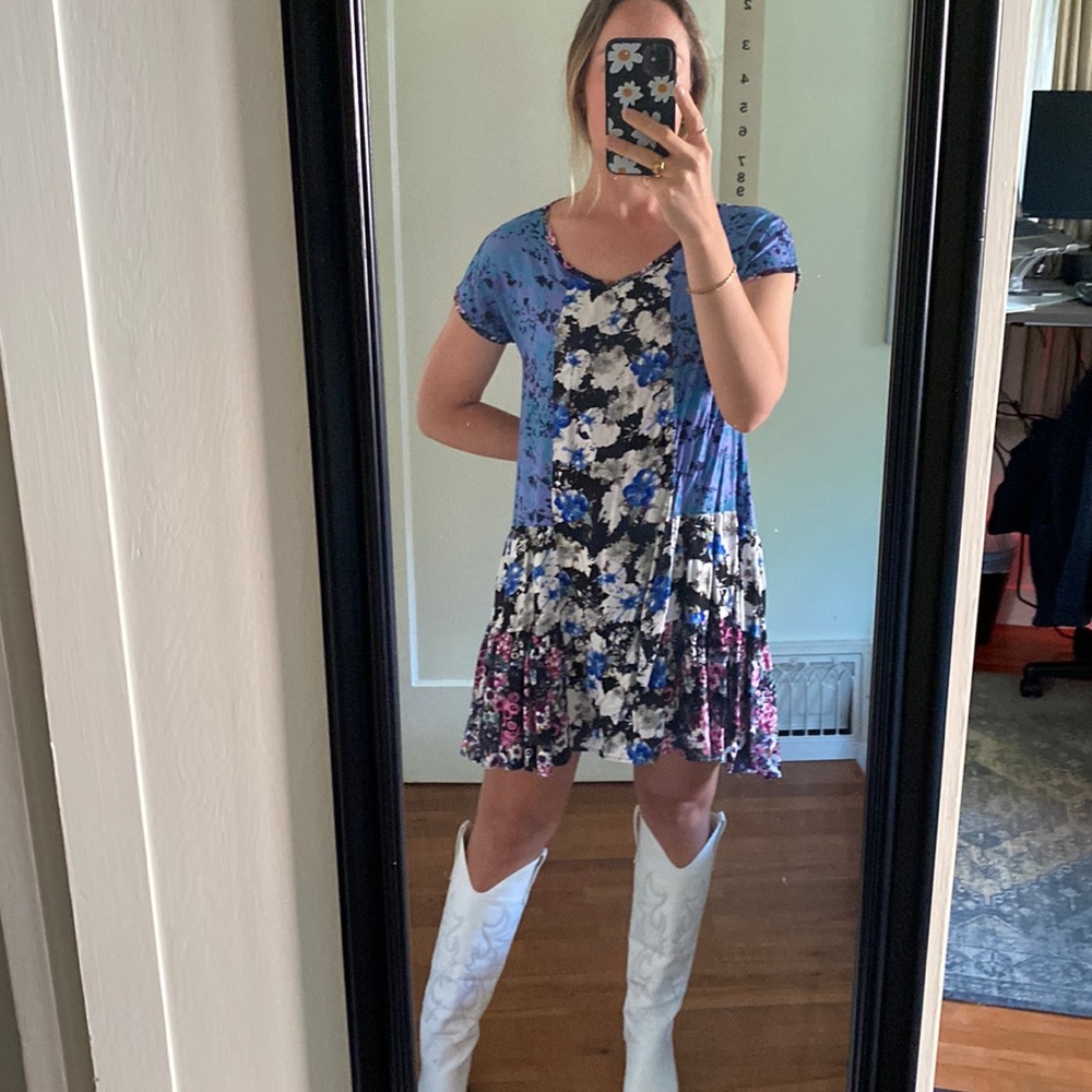 Comfy and cute floral patchwork dress